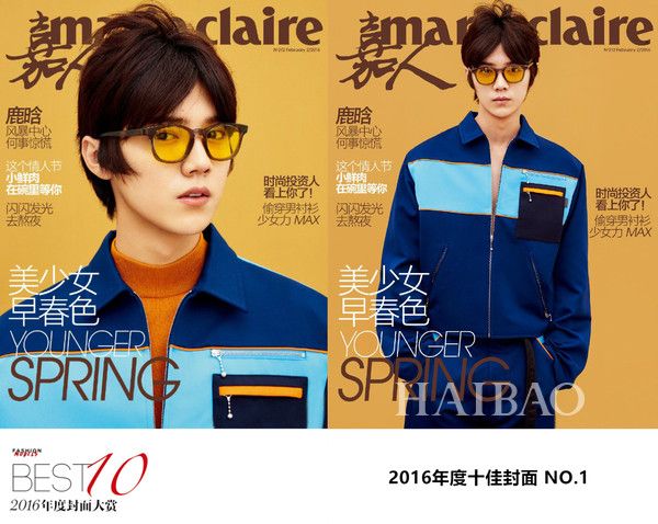 2016年度十佳封面第1名:鹿晗《marie claire嘉人》2月刊